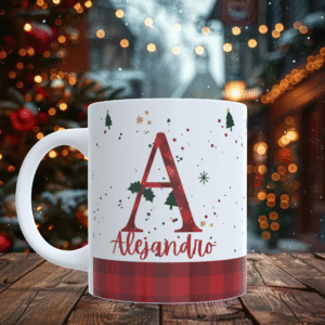 Taza de Navidad Con Inicial y Nombre